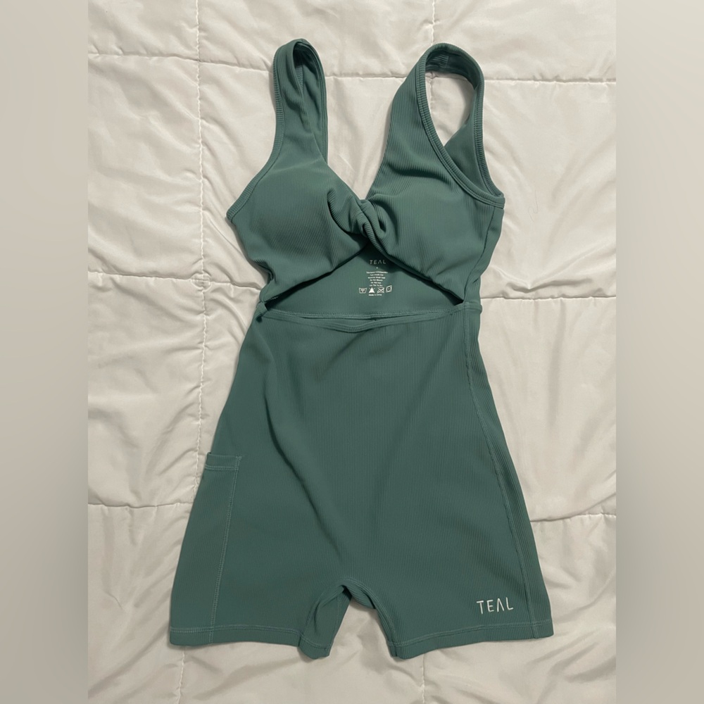Teal Athletic Romper - Picture 2 of 7